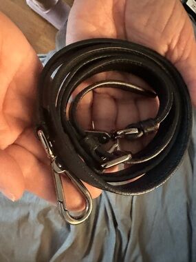 Prada Black Leather Detachable Strap with Silver Hardware